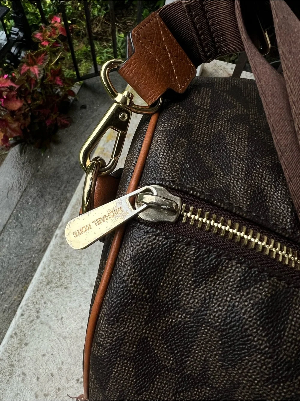 Michael Kors Dark Brown Monogram Weekend Duffle bag